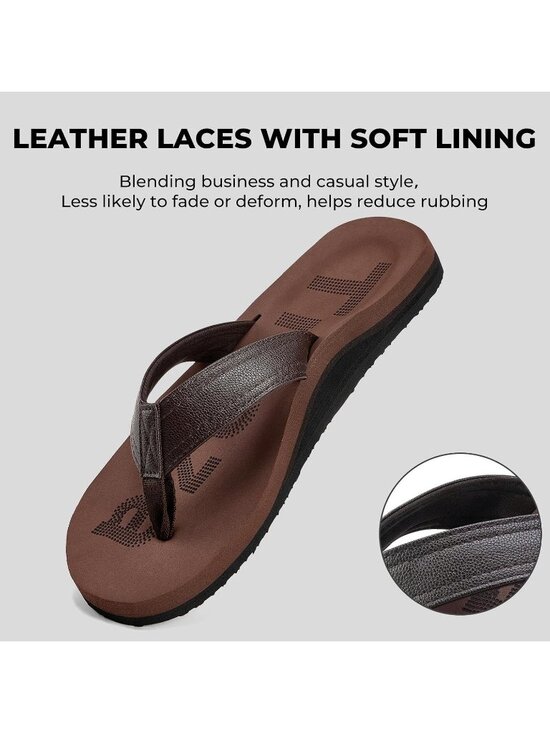 Men\'s Coffee Brown Flip Flops With Arch Support Summer Outdoor Beach Sandals main image 4